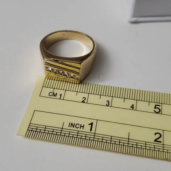 Sterling Silver 925 Channel Gold Ring - Picture 7 of 8